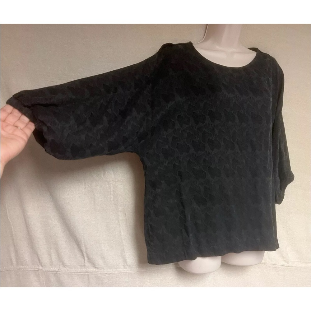Karen by Simonsen Black Split Sleeve Size 10 Gandie Blouse Top